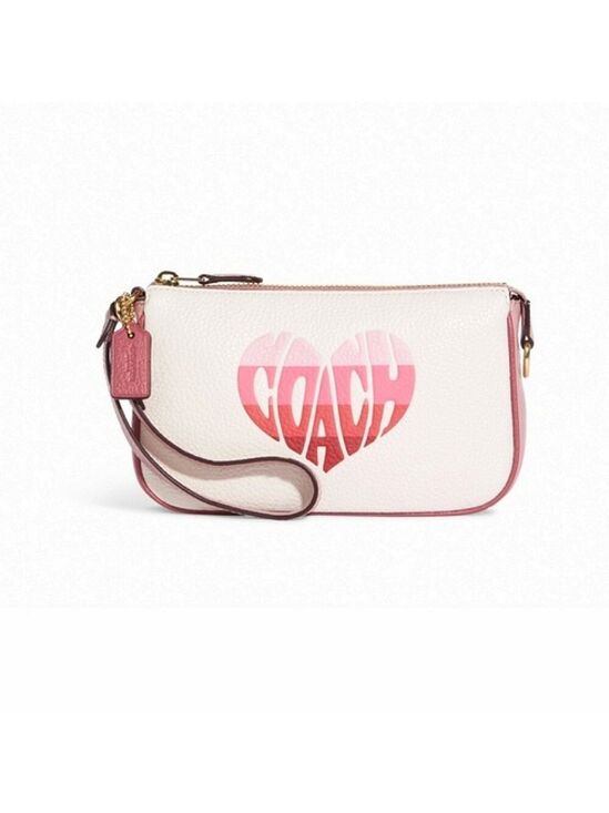 Coach Handbags - COACH STRIPE HEART LEATHER NOLITA 19 PURSE BAG IN COLORS: GOLD/CHALK VALENTINE